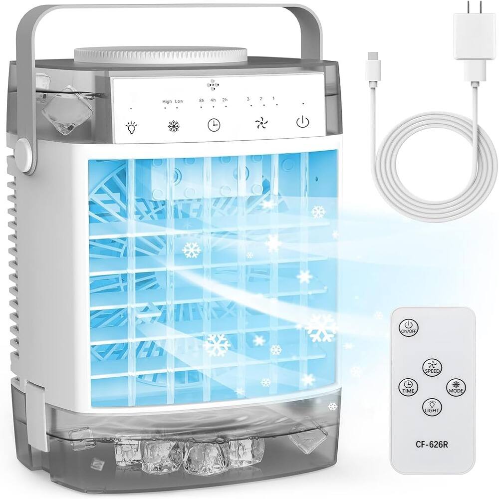 RTMB - 1600ml Dual Water Tank Portable AC Unit, Personal Mist Fan with Remote - White