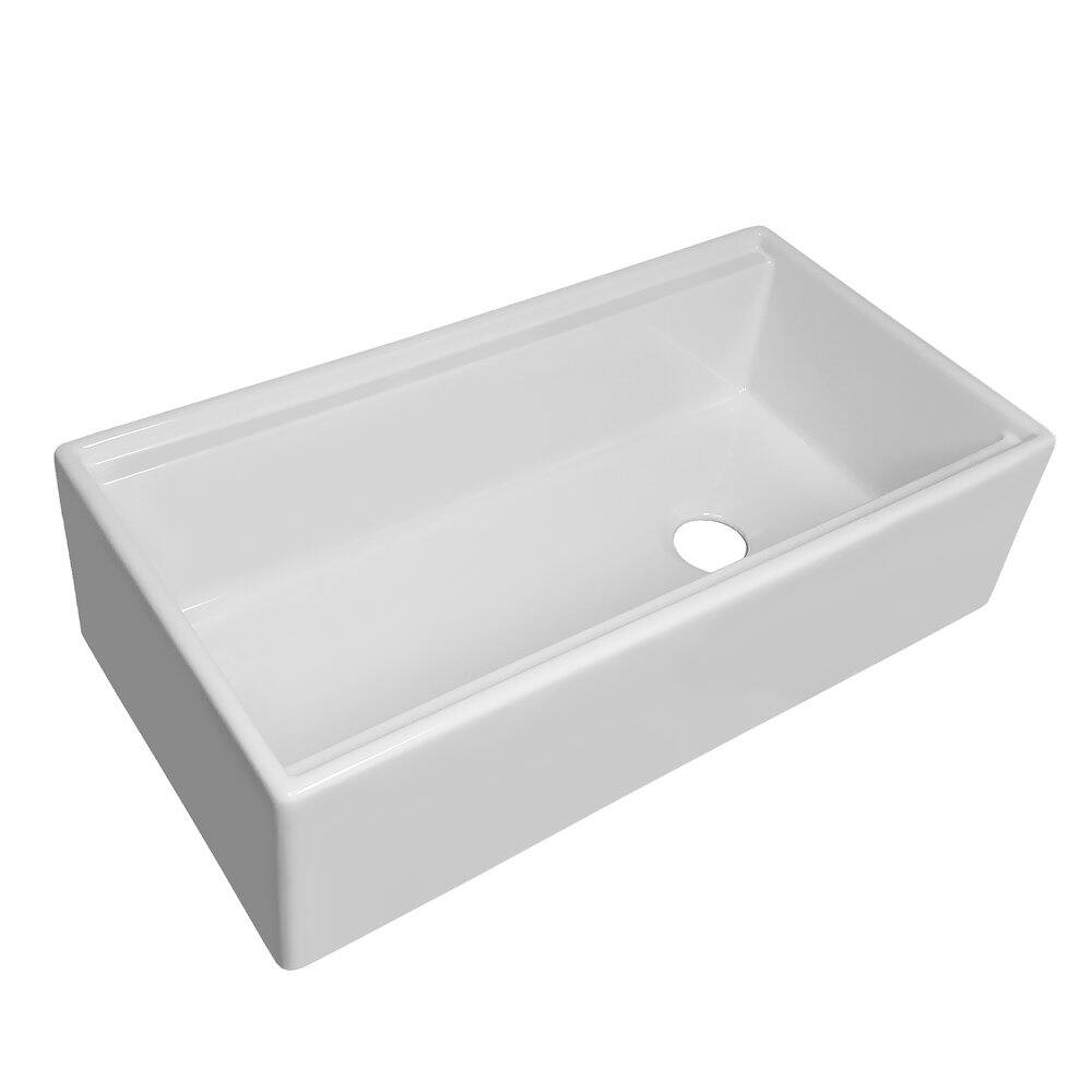 Alt View 1. Whitehaus - Collection 36" Reversible Single Bowl Fireclay Sink Set - White.