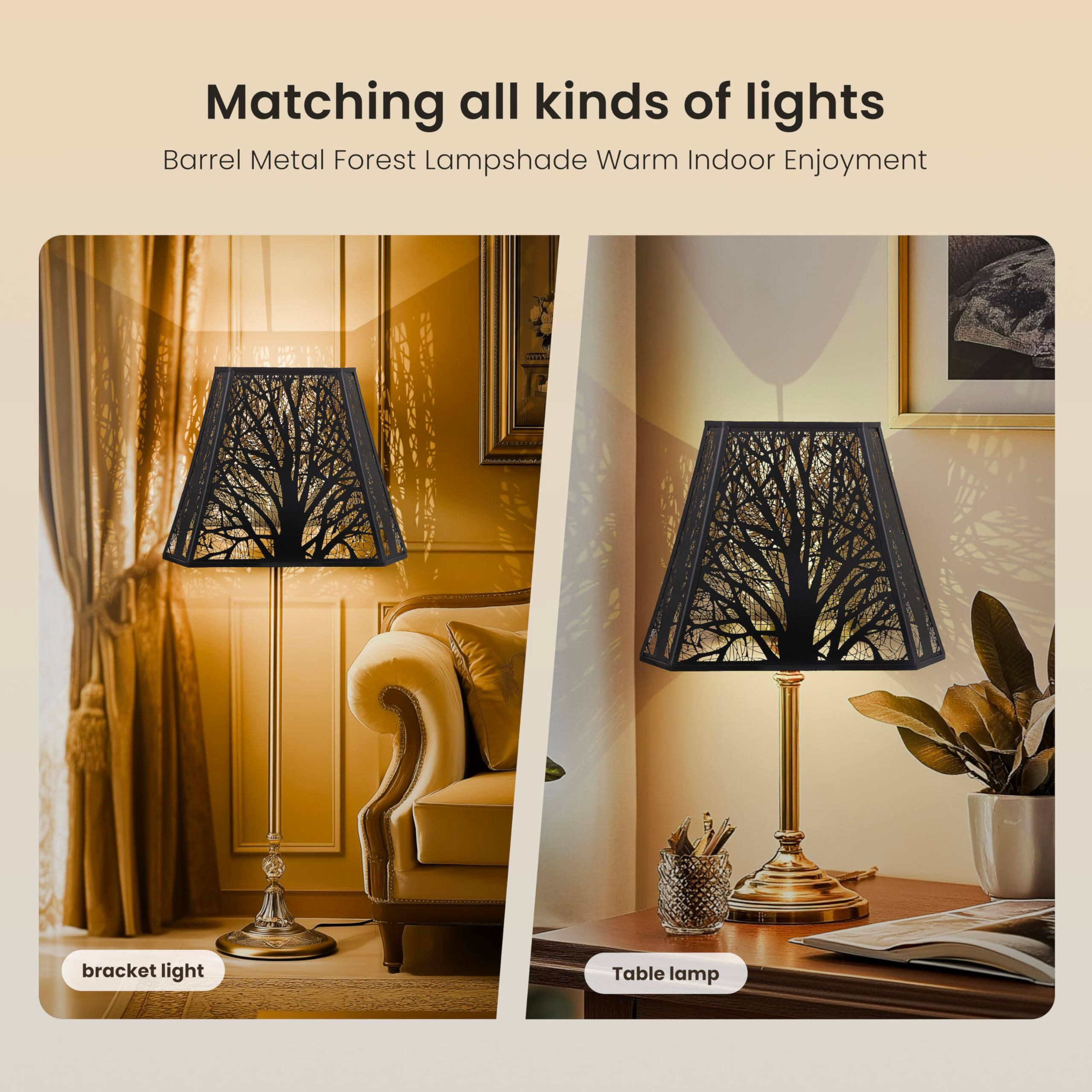 Matching all kinds of lights
Barrel Metal Forest Lampshade Warm Indoor Enjoyment
bracket light
Table lamp