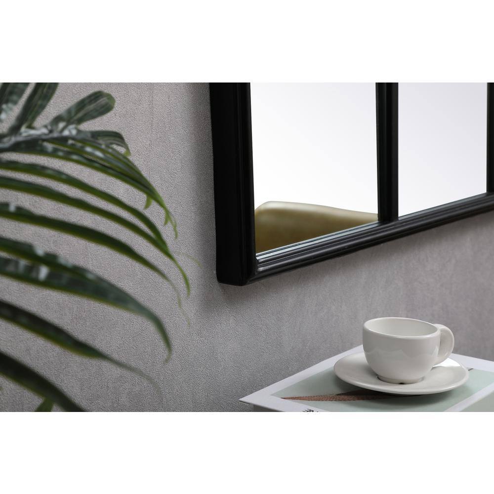 Left. Elegant Decor - Metal windowpane mirror 36 inch x 53 inch in Black - Black.