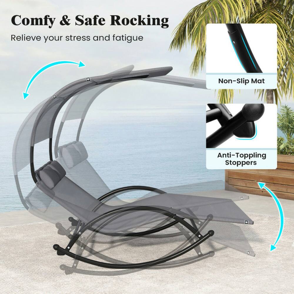 Pefilos Outdoor Dual Rocker Sunbed 2 Person Canopied Patio Lounger ...