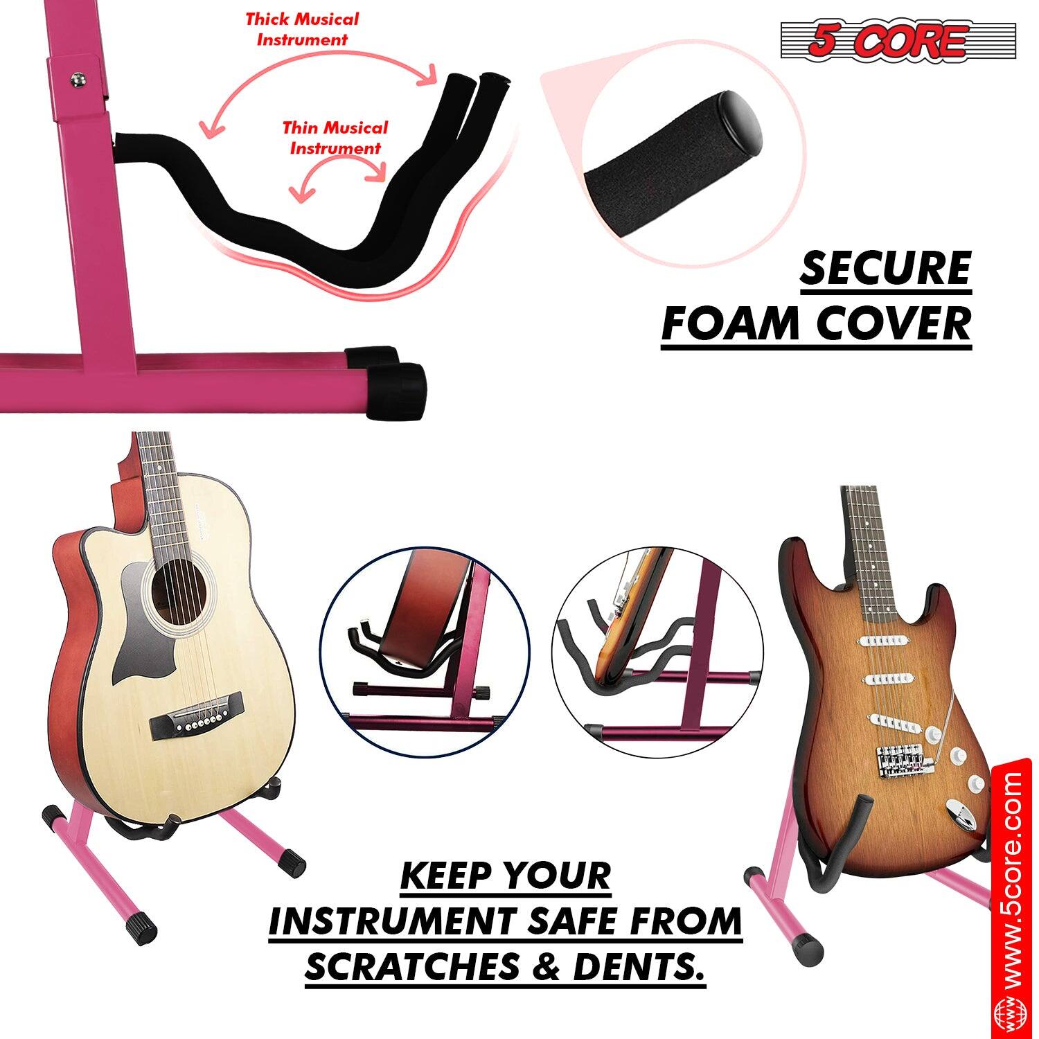 Thick Musical Instrument  
Thin Musical Instrument  

SECURE FOAM COVER  

KEEP YOUR INSTRUMENT SAFE FROM SCRATCHES & DENTS.  

www.5core.com