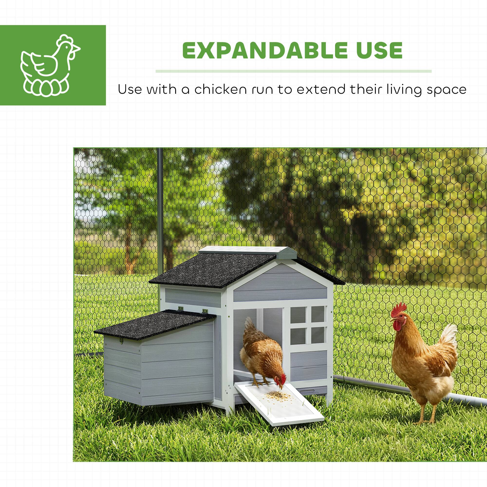 EXPANDABLE USE  
Use with a chicken run to extend their living space