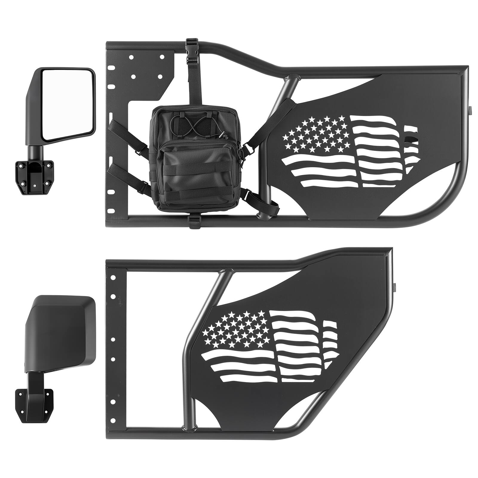 Alt View 5. VEVOR - Jeep Tube Doors, 4-Door, Compatible with 2007-2018 Jeep Wrangler JK Unlimited, Steel Off Road Front - Black.