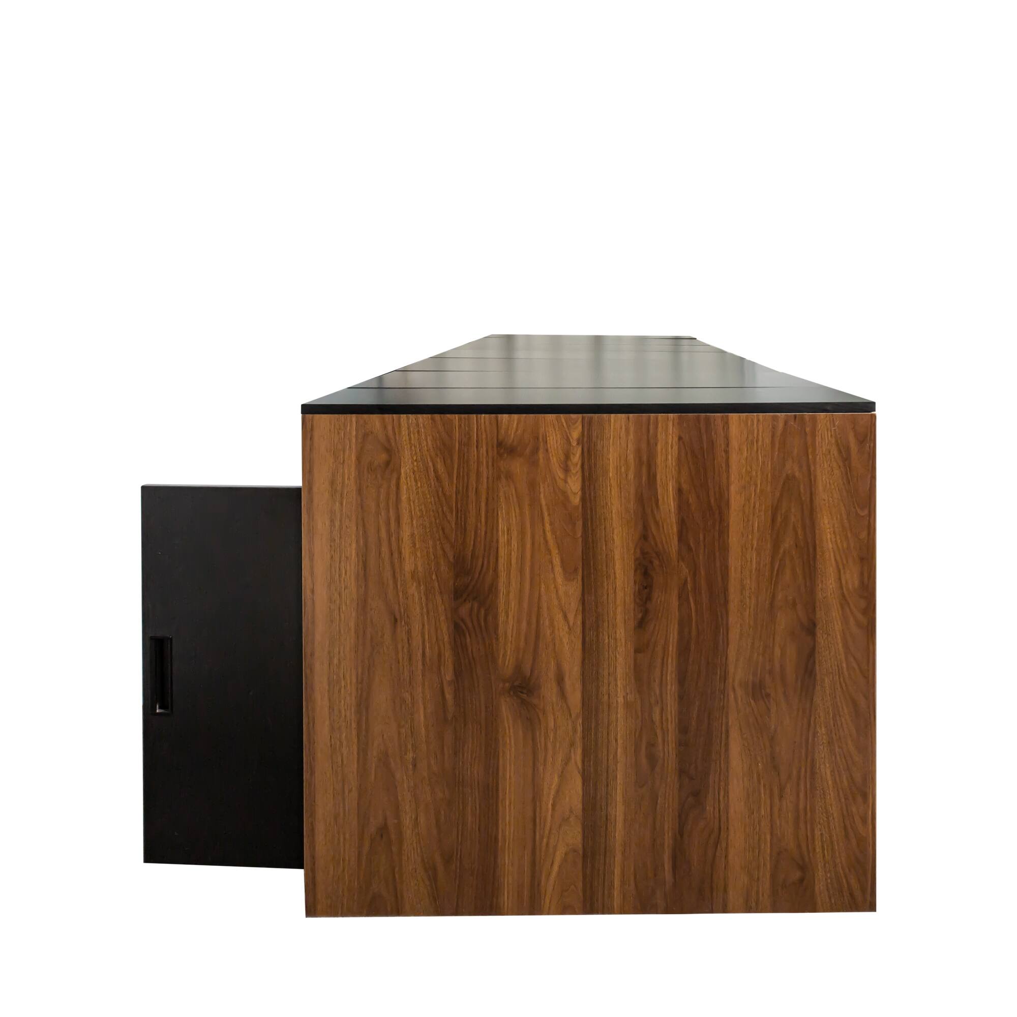 Alt View 8. Tiramisubest - Modern Multifunctional Extendable Dining Table with Outlet, Space Saving Expanding Table with Storage, Walnut+black - Walnut+black.