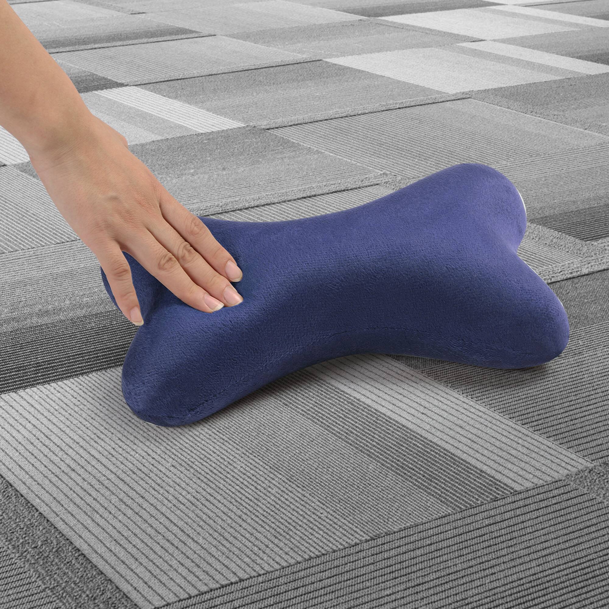 Left. Oumilen - Bone-Shaped Memory Foam Car Pillow, Navy Blue - Blue.