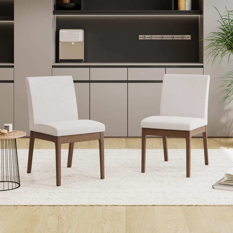 HTUTWOO - Set of 2 Contemporary Dining Chairs, Upholstered Seat & Backrest, Easy to Use for Dining Room, Kitchen, Family - Beige