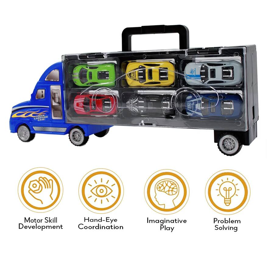 Kitcheniva Kids Portable Toy Transport Car Carrier Truck With 6 Racing ...