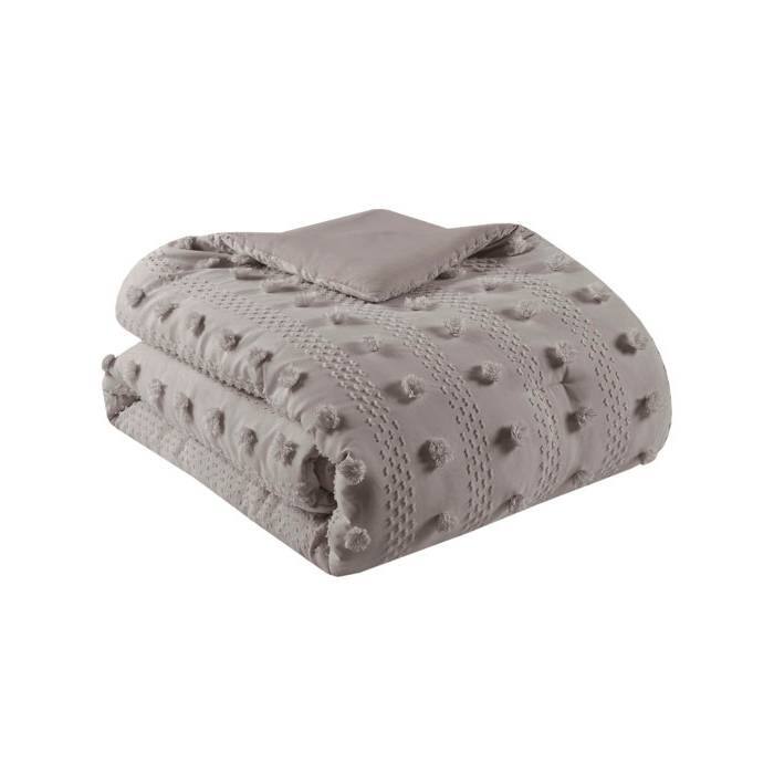 Alt View 1. Hivvago - King/Cal King 3-Piece Grey Microfiber Comforter Set with Decorative Pompoms - Grey.