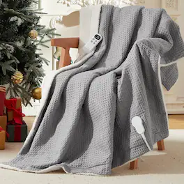 Acekool - 90"×100" Fast Heating Heated Blanket Throw with LCD Controller, Grey - Gray