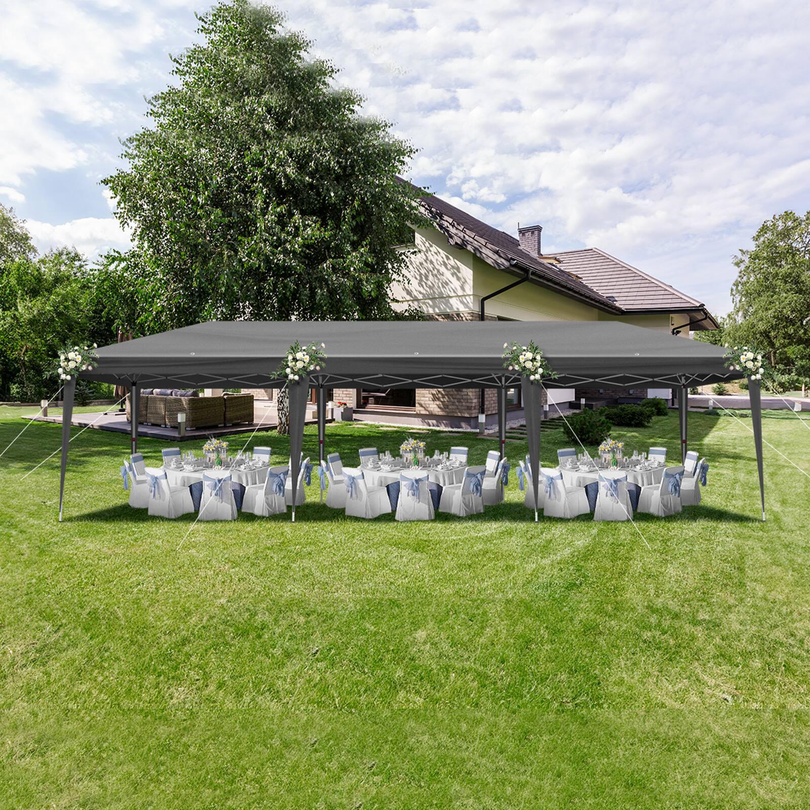 Alt View 2. Winado - 10x30ft Ez Pop Up Outdoor Canopy Tent, Portable Commercial Instant Tent with Carry Bag for Party Wedding Birthday.