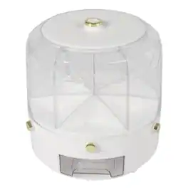 Stock Preferred - 6-in-1 Rotating Grain Cereal Dispenser - White Base with Transparent Clear Compartments