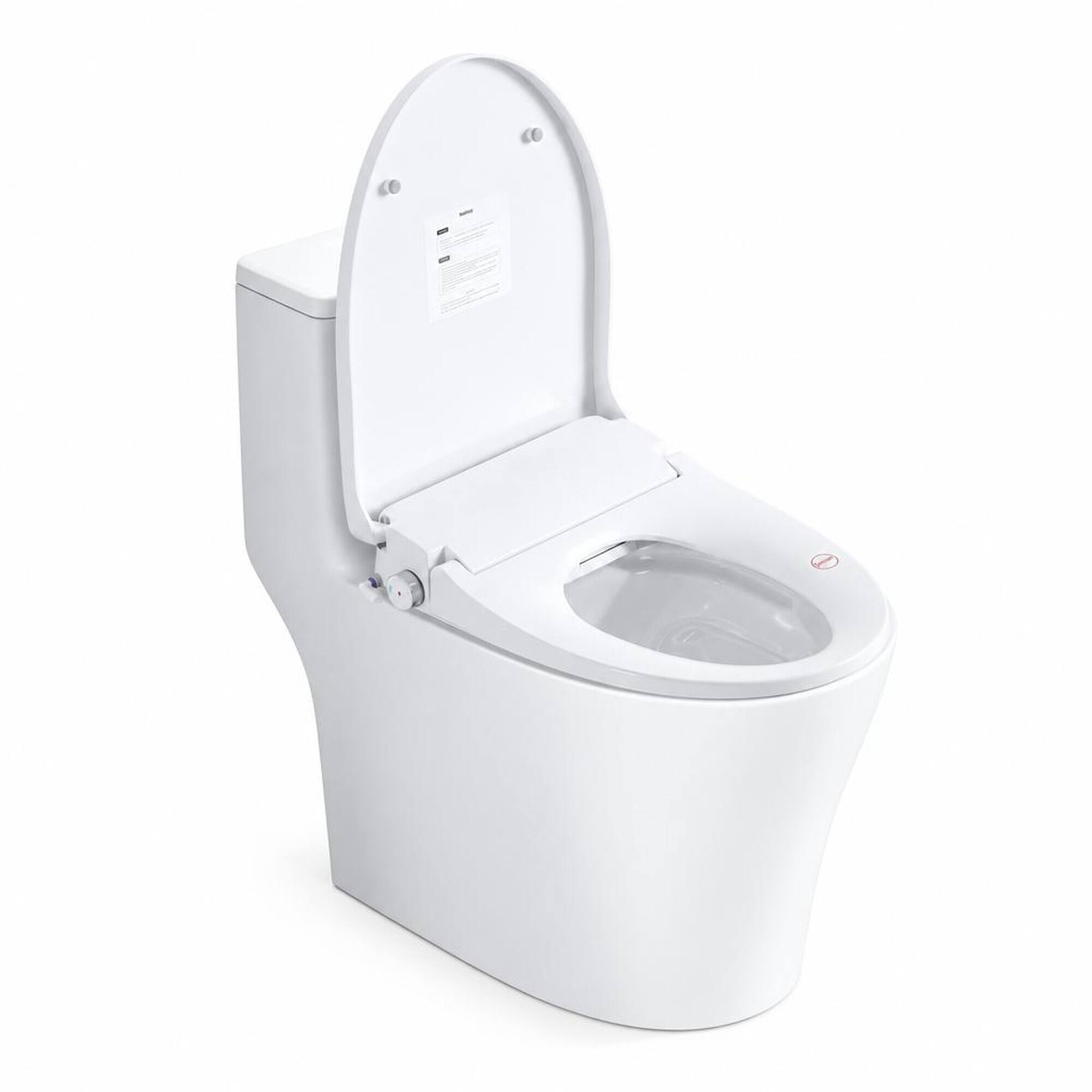Front. RYHNUYNE - Smart Bidet Toilet Seat, Side Knob Heated Seat Water Temperature and Pressure Adjustment Automatic Nozzle Cleaning - White.