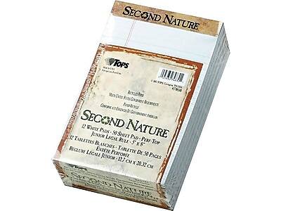 SECOND NATURE  
Tops  
12 White Pads Legal Rule - 5 x 8  
12 Tablets - 50 Sheets Pad - Per Top  
Blancs - Tablette De 50 Pages  
Entete Perforée  
Entete Legale Junior - 127 Cm x 20.32 Cm