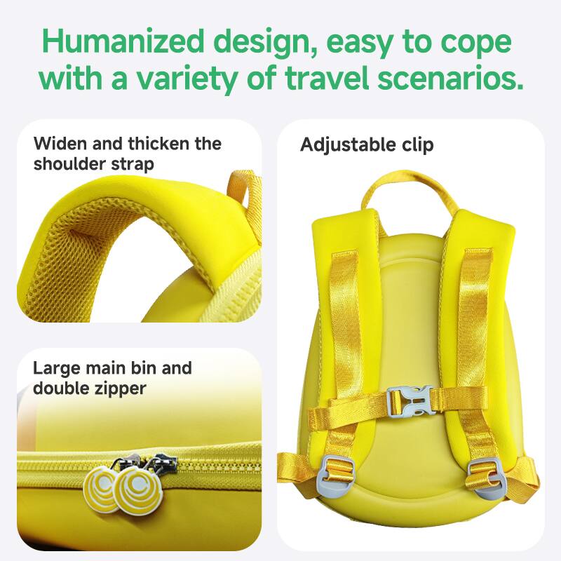Humanized design, easy to cope with a variety of travel scenarios.  
Widen and thicken the shoulder strap  
Adjustable clip  
Large main bin and double zipper