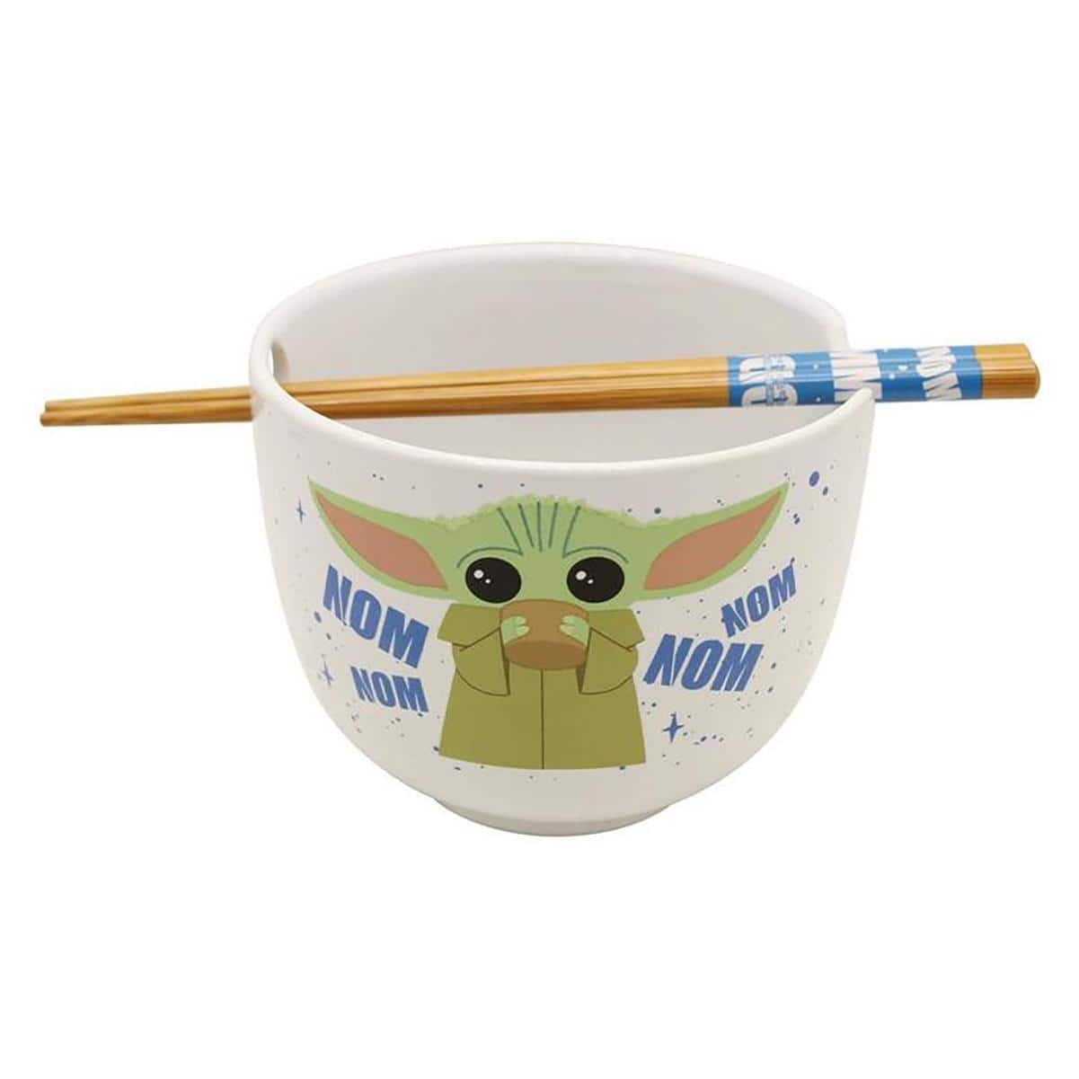 Silver Buffalo - Star Wars: The Mandalorian Grogu "Nom Nom" 20-Ounce Ramen Bowl With Chopsticks - Green