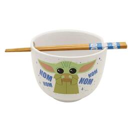 Silver Buffalo - Star Wars: The Mandalorian Grogu "Nom Nom" 20-Ounce Ramen Bowl With Chopsticks - Green