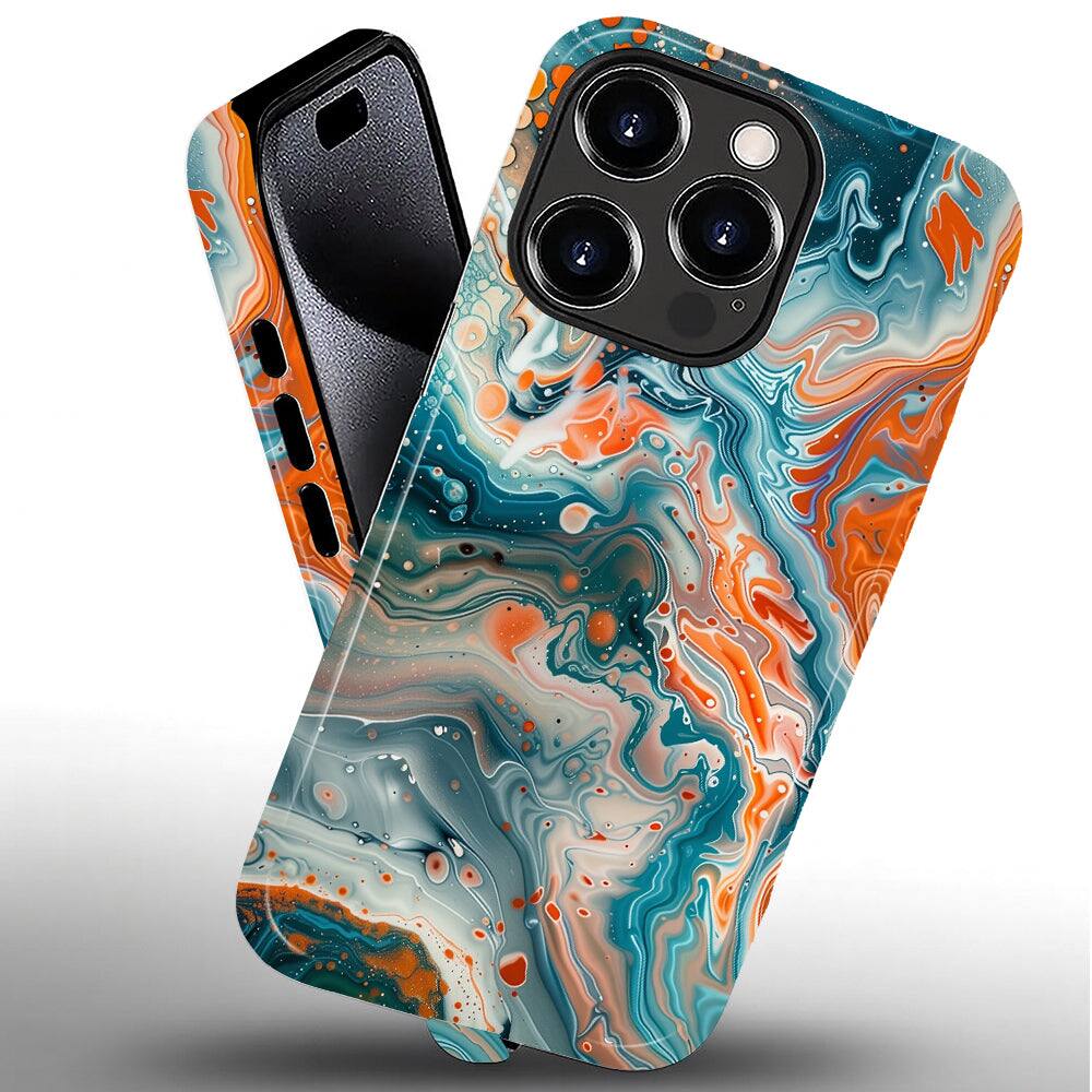 Alt View 1. BUBM - Smartphone Case for iPhone - 2-Layer Durable Smartphone Protection Case - Aqua Flux - Aqua Flux for iPhone 16 Pro Max.