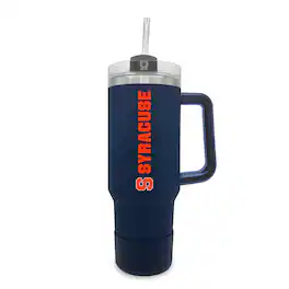 The Fanatic Group - Syracuse Orange 40oz. Stainless Tumbler with Handle & Removable Straw - Navy