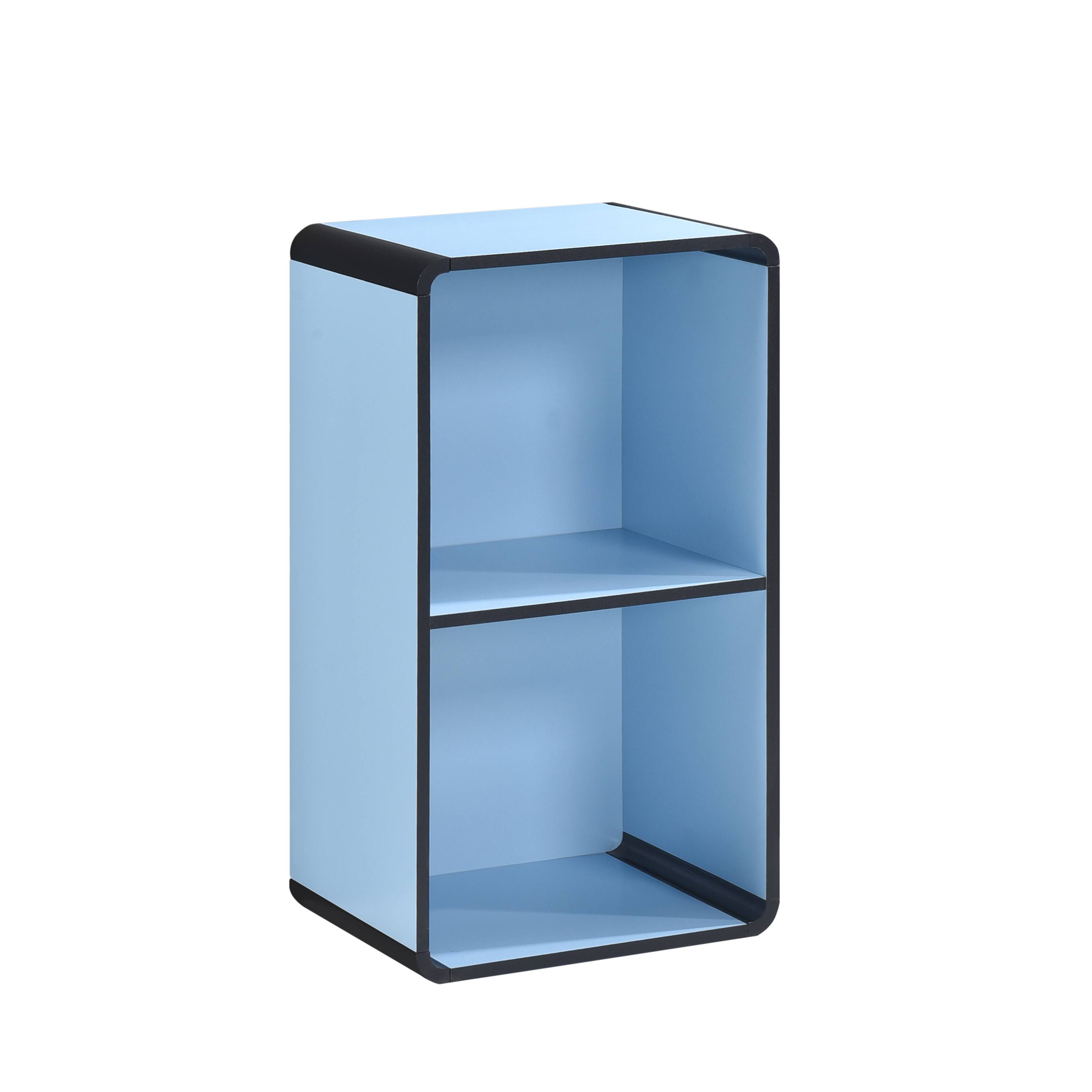 Angle. Kings Brand Furniture - Kings Brand Furniture Dothan Wood 2-Cubed Open Bookcase - Storage Shelf Organizer Bookshelf - Blue.