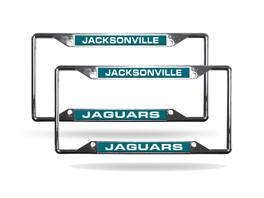 Rico Industries - Jacksonville Jaguars (Set of 2) All Corner EZ View Chrome Metal Laser Cut License Plate Frames - Multi