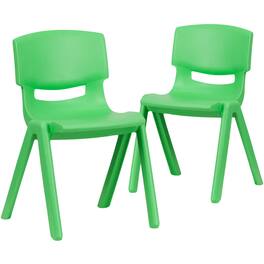 Emma + Oliver - 2 Pack Plastic Stack School Chair with 13.25"H Seat, K-2 School Chair - Green