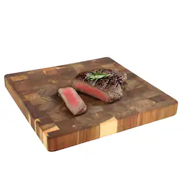 MegaChef - 13.75 Inch Square Thick Acacia Wood Serving Butcher Cutting Board - Brown