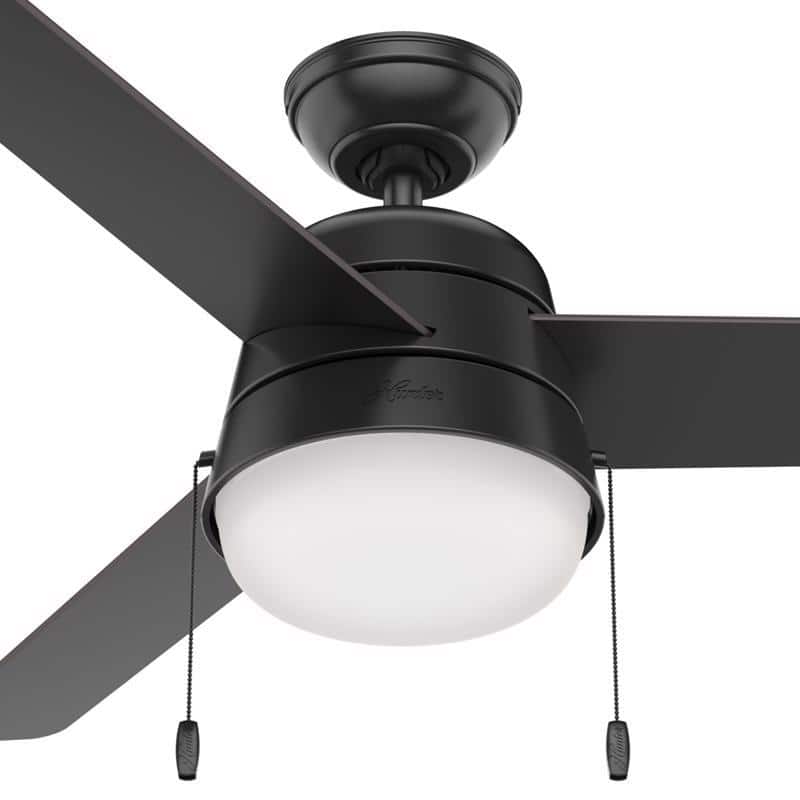Hunter Fan - Hunter Aker 52 in. Matte Black LED Indoor and Outdoor Ceiling Fan - White