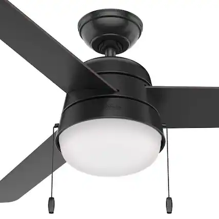 Front. Hunter Fan - Hunter Aker 52 in. Matte Black LED Indoor and Outdoor Ceiling Fan - White.