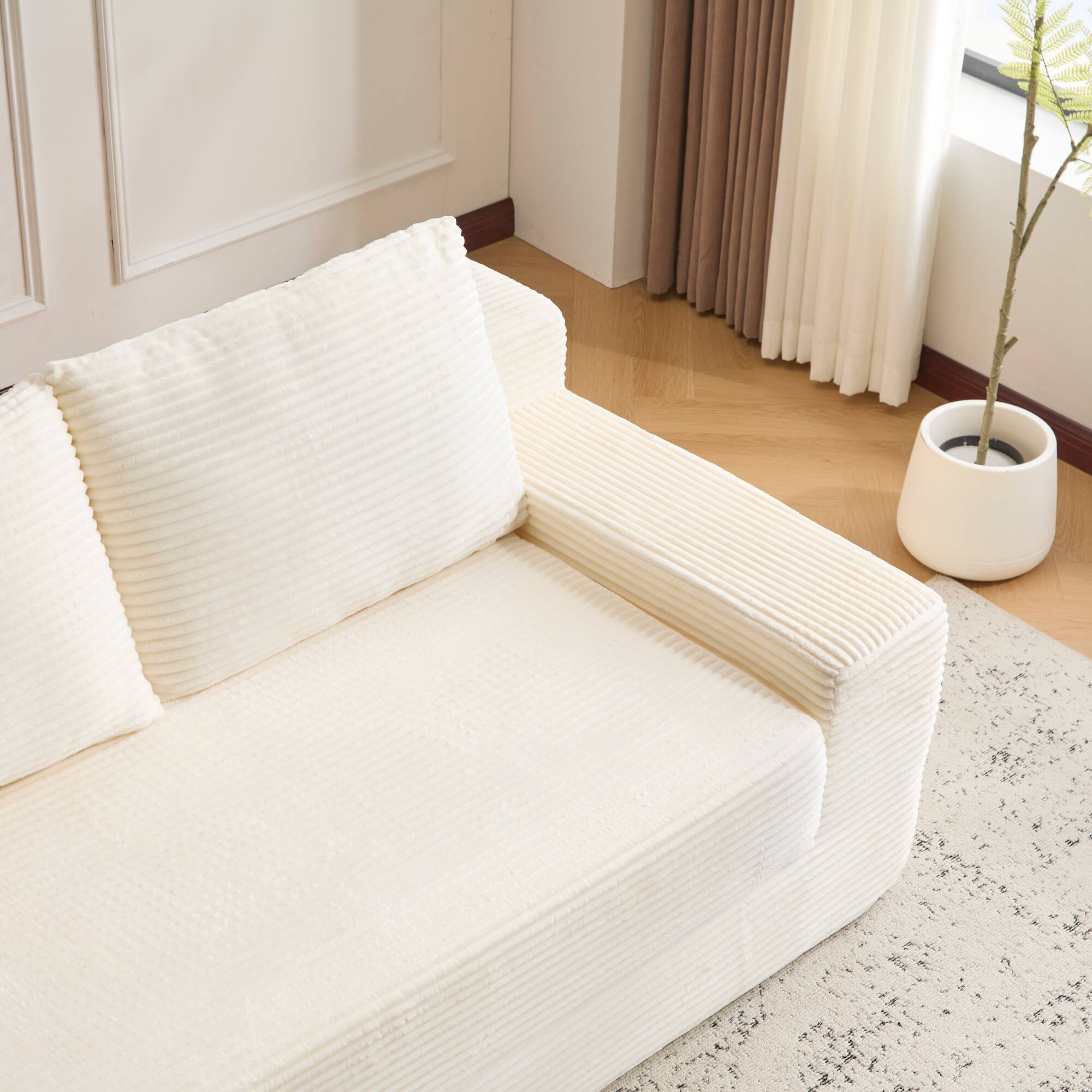 Alt View 9. GOODSILO - Modern Corduroy Loveseat Sofa Bed | Reversible Cushions & Deep Seating for Compact Spaces - White.