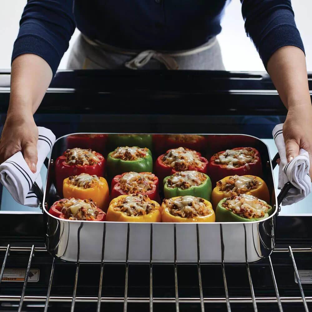 KitchenAid 30019 5 Ply Clad Roaster with Removable Rack, 15 inch x 11.5 ...