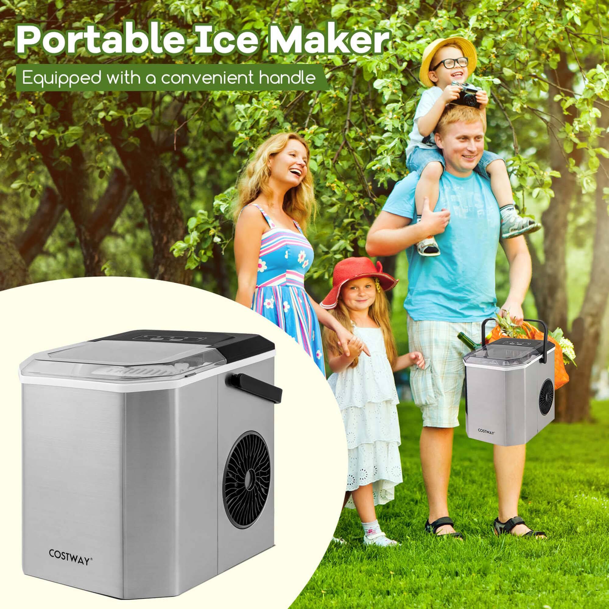 Portable Ice Maker Equipped with a convenient handle by Costway