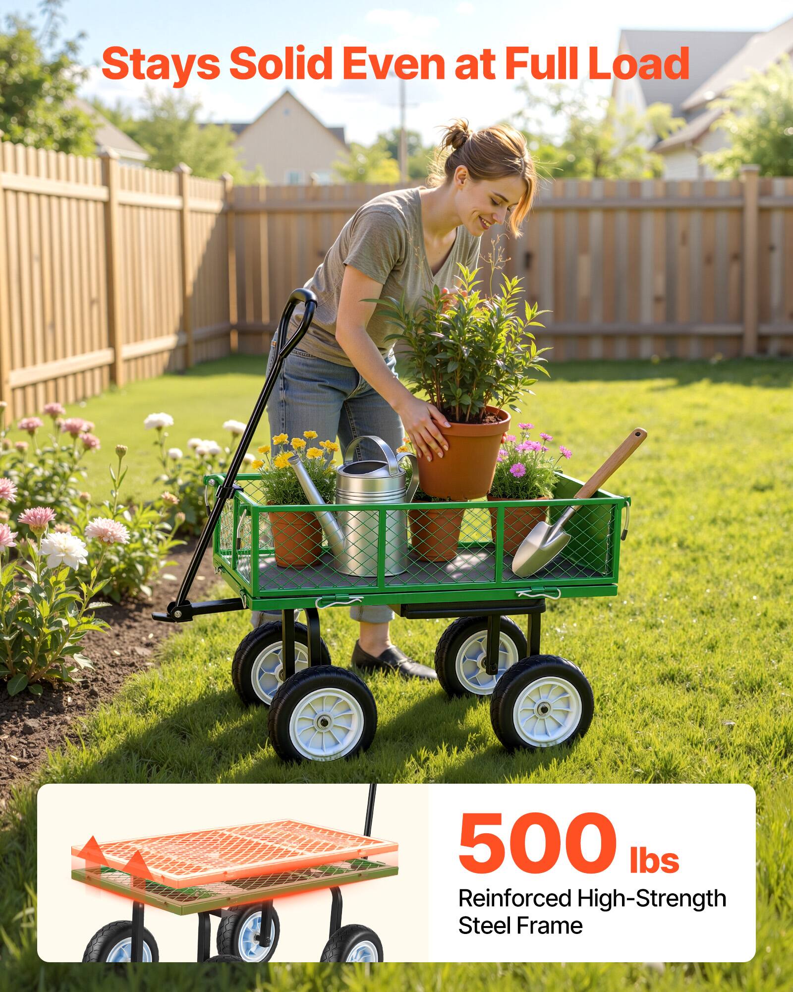 Stays Solid Even at Full Load  
500 lbs  
Reinforced High-Strength Steel Frame