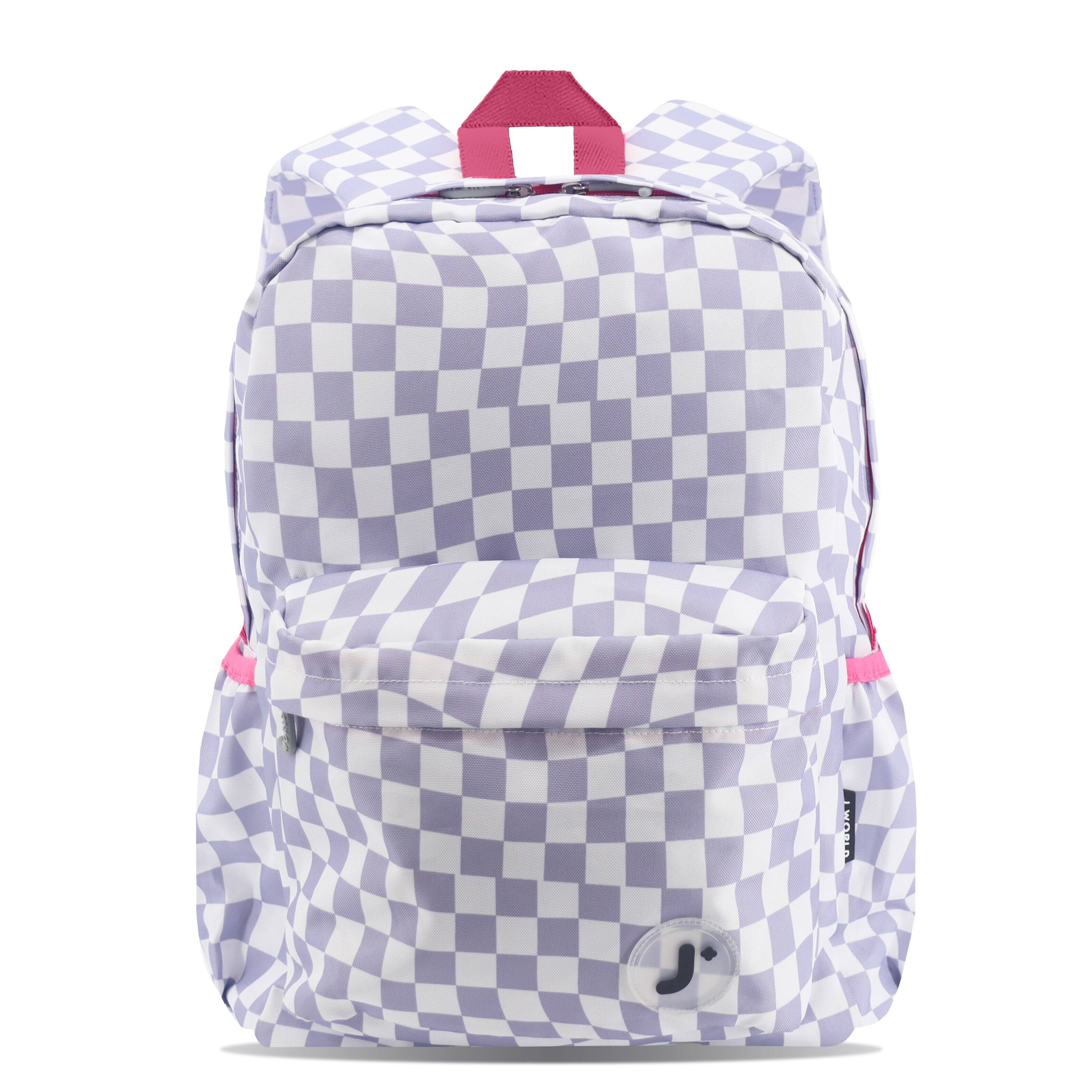 Front. J World - J World Unisex Oz 17" Daily Backpack For School And Travel - Lavender Checkers - LAVENDER.