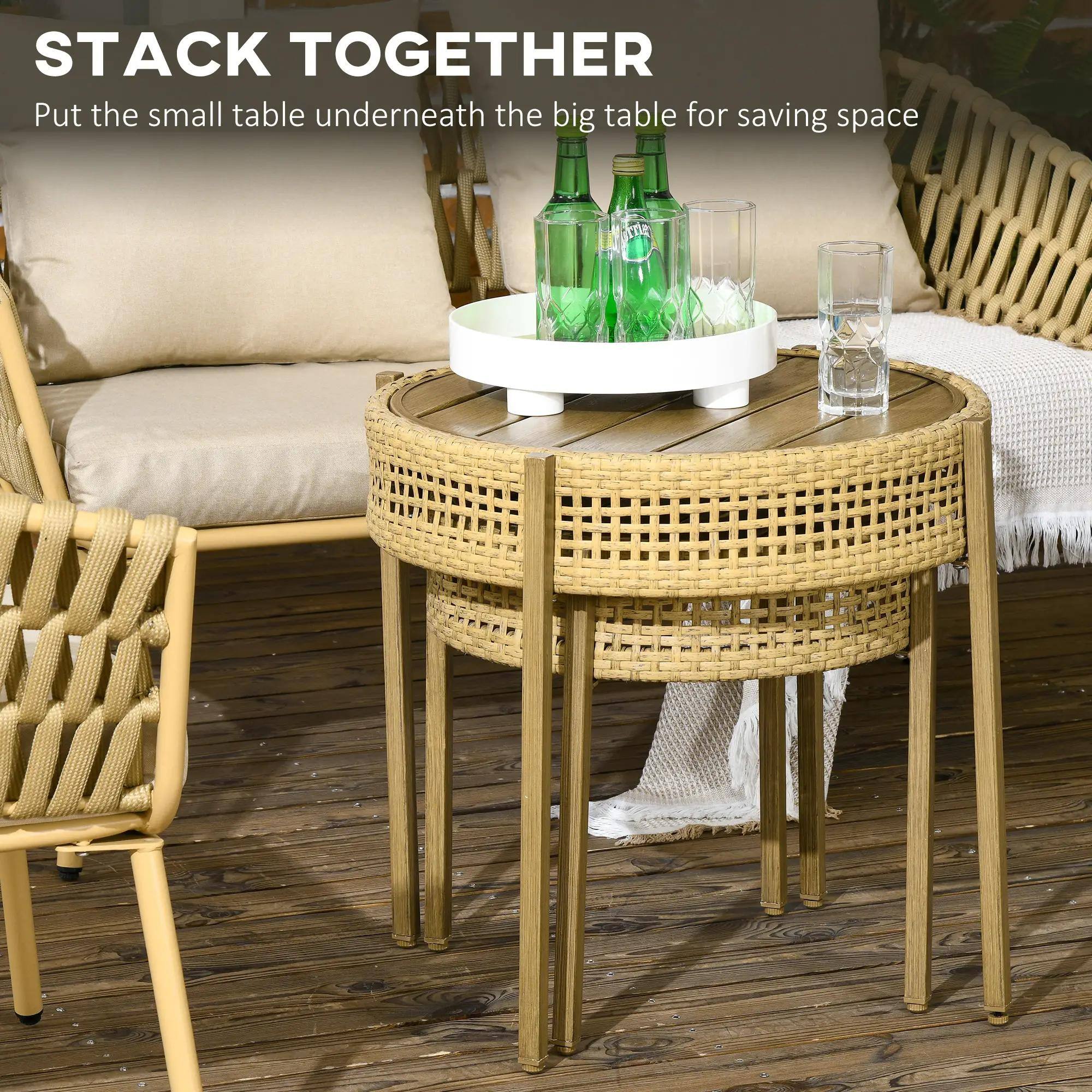 STACK TOGETHER
Put the small table underneath the big table for saving space