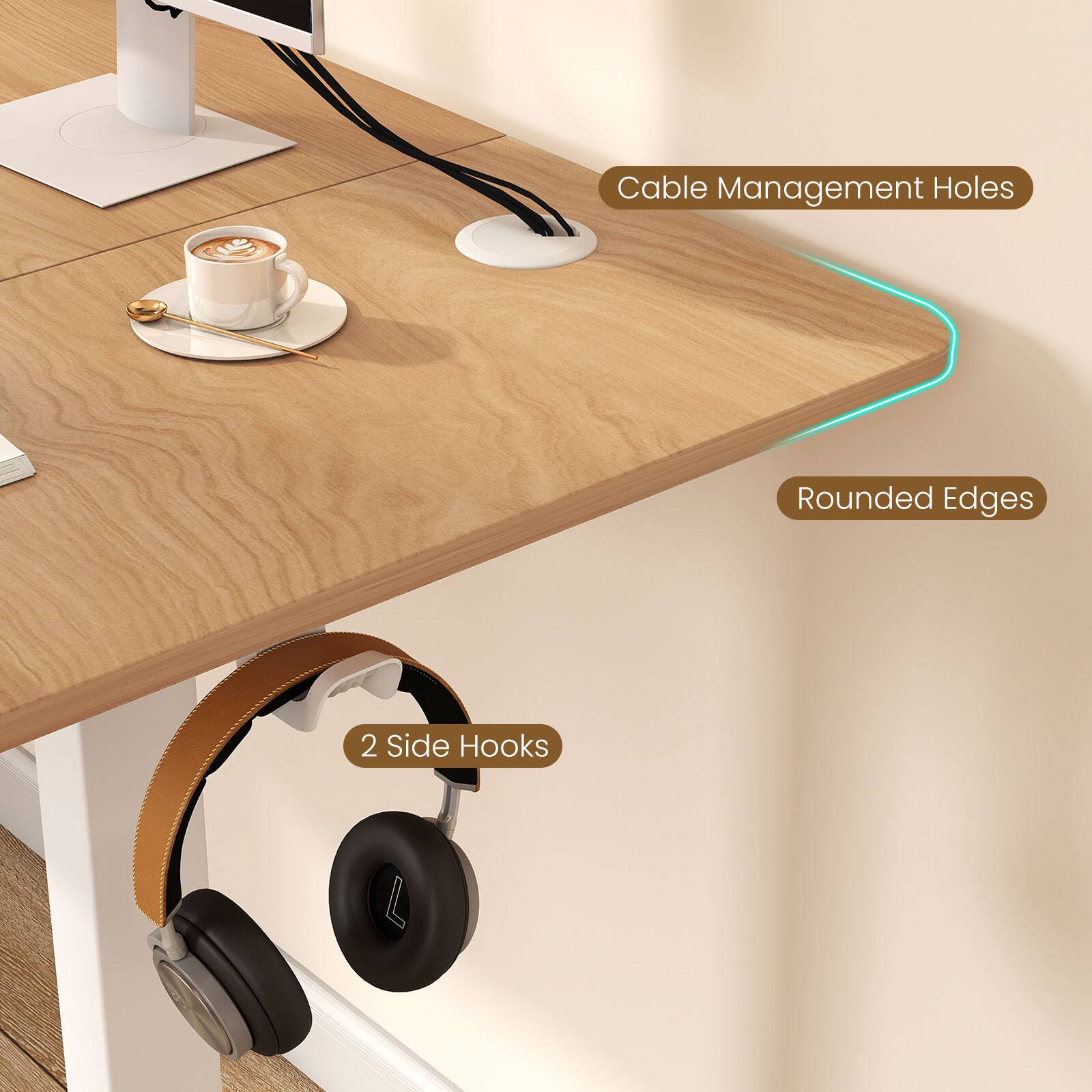 Cable Management Holes  
Rounded Edges  
2 Side Hooks