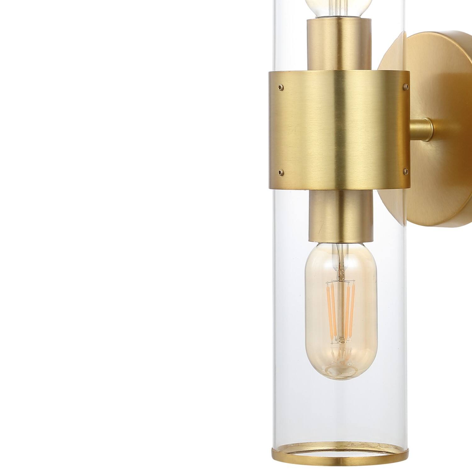 Alt View 4. Jonathan Y - Quinn 15.5" 2-Light Mid-Century Modern Iron/Acrylic LED Sconce, Brass Gold/Clear - Brass Gold/Clear.