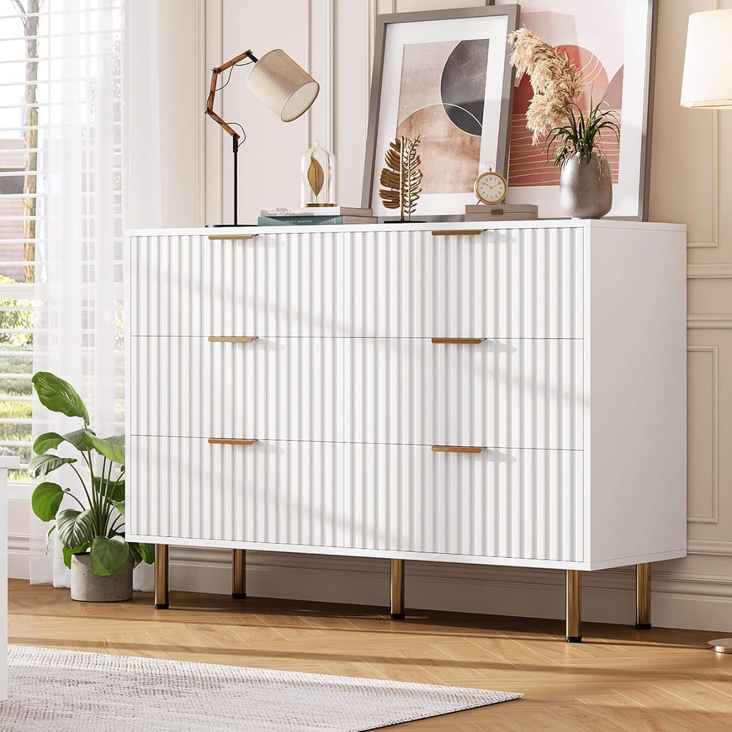 Babevy - Storage Cabinet Chest of Drawers 6-Drawer Storage Cabinetfor Living Room, Hallway, Entryway - White