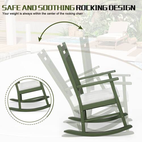 SAFE AND SOOTHING ROCKING DESIGN  
Your weight is always within the center of the rocking chair