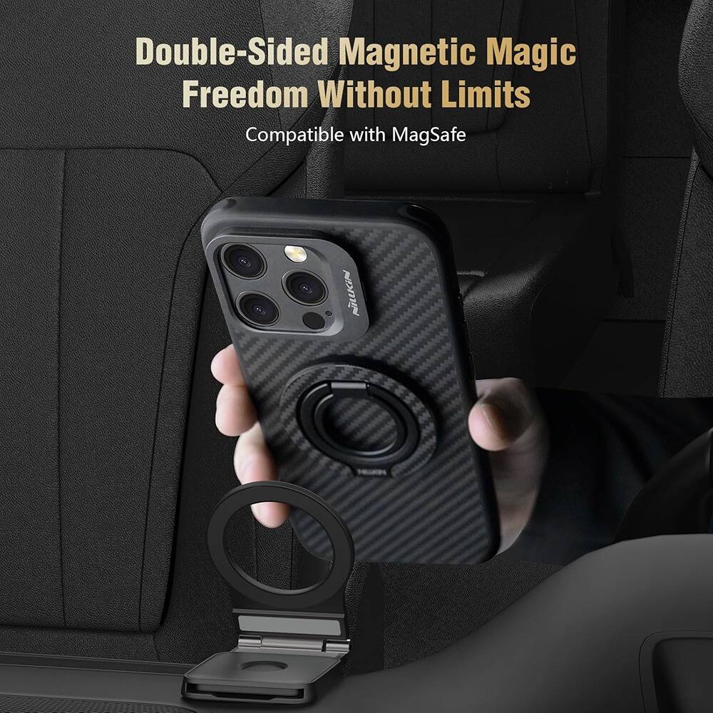 Alt View 2. PARKER SLATER - Magnetic Phone Ring Holder – Aluminum, Black, Kickstand - Black.