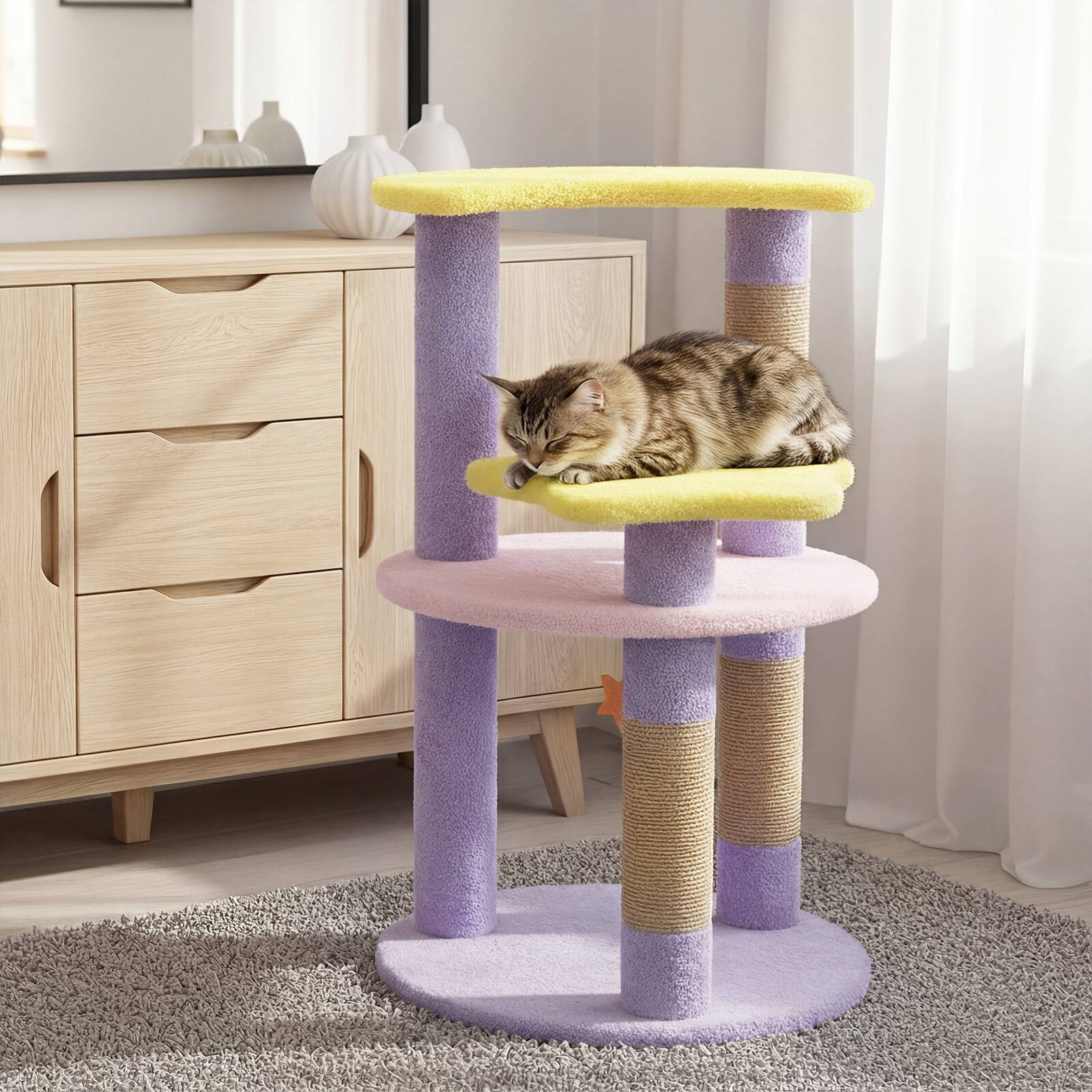 Alt View 3. Costway - Costway 29" Cute Modern Cat Tree with Star & Moon Shaped Platforms, Jute Scratching Posts.
