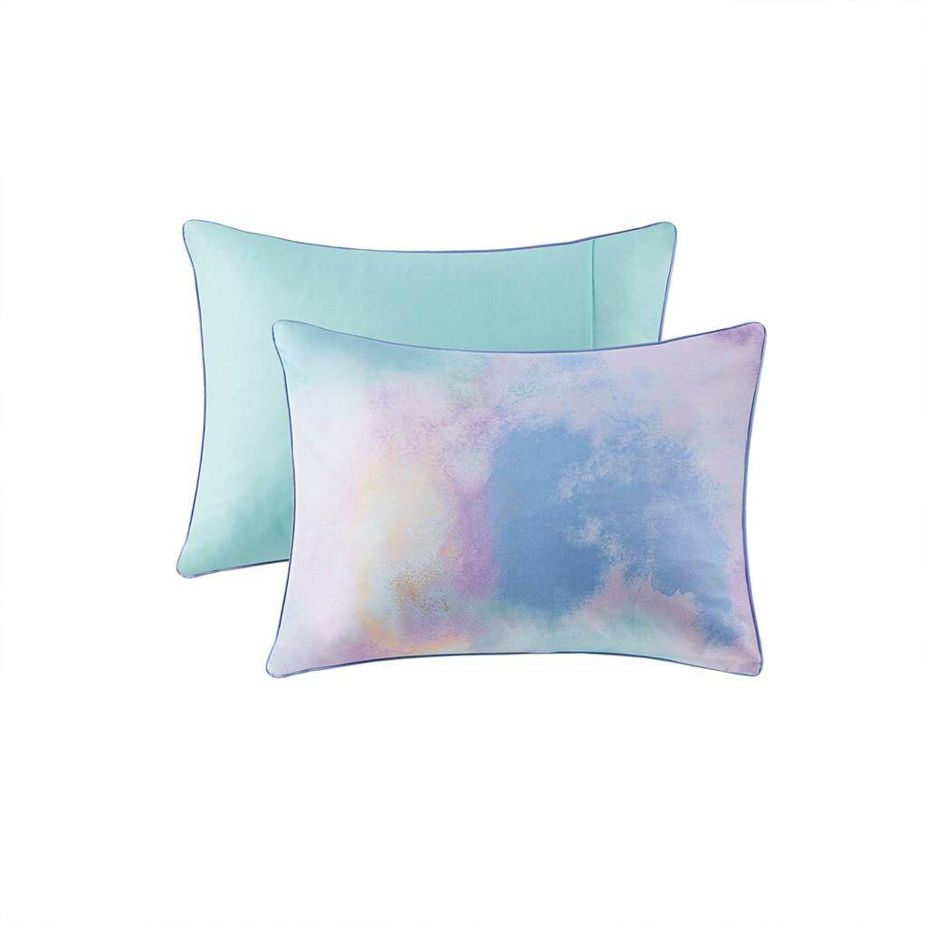 Alt View 4. Gracie Mills - Gracie Mills Orion Dreamscape Watercolor Tie Dye Comforter Set with Cozy Throw Pillow - Aqua.