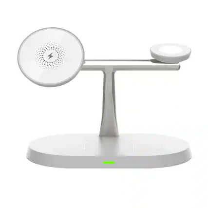 Front. Stock Preferred - 3-in-1 Magnetic Wireless Charger Station White.