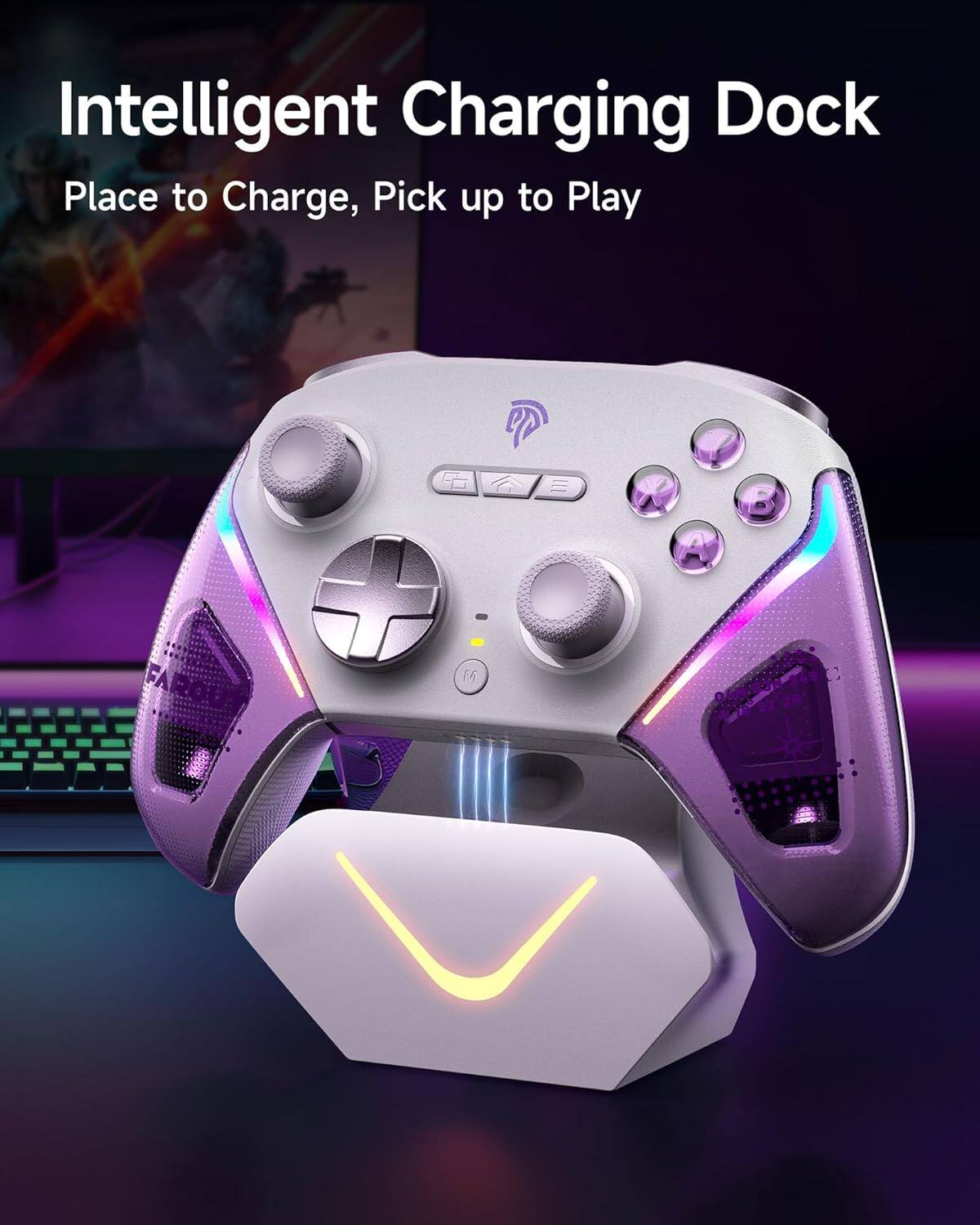 Intelligent Charging Dock  
Place to Charge, Pick up to Play