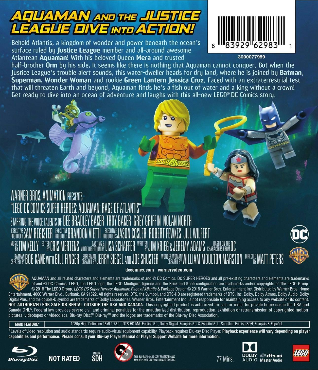 Back. LEGO DC Super Heroes: Aquaman: Rage of Atlantis /no mini fig [Blu-ray].