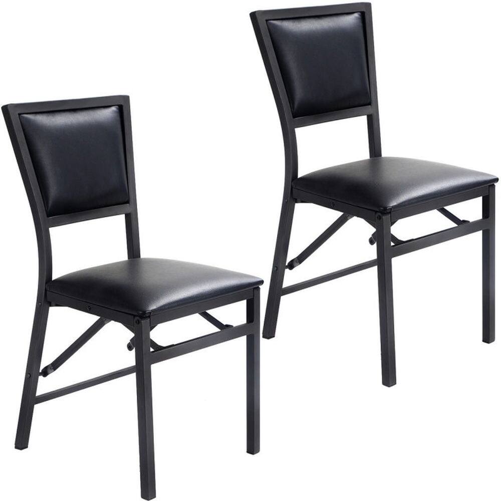 Alt View 7. Pefilos - Set of Metal Folding Dining Chair with Space Saving Design Lounge Chair Room Chair for Kitchen - Black.