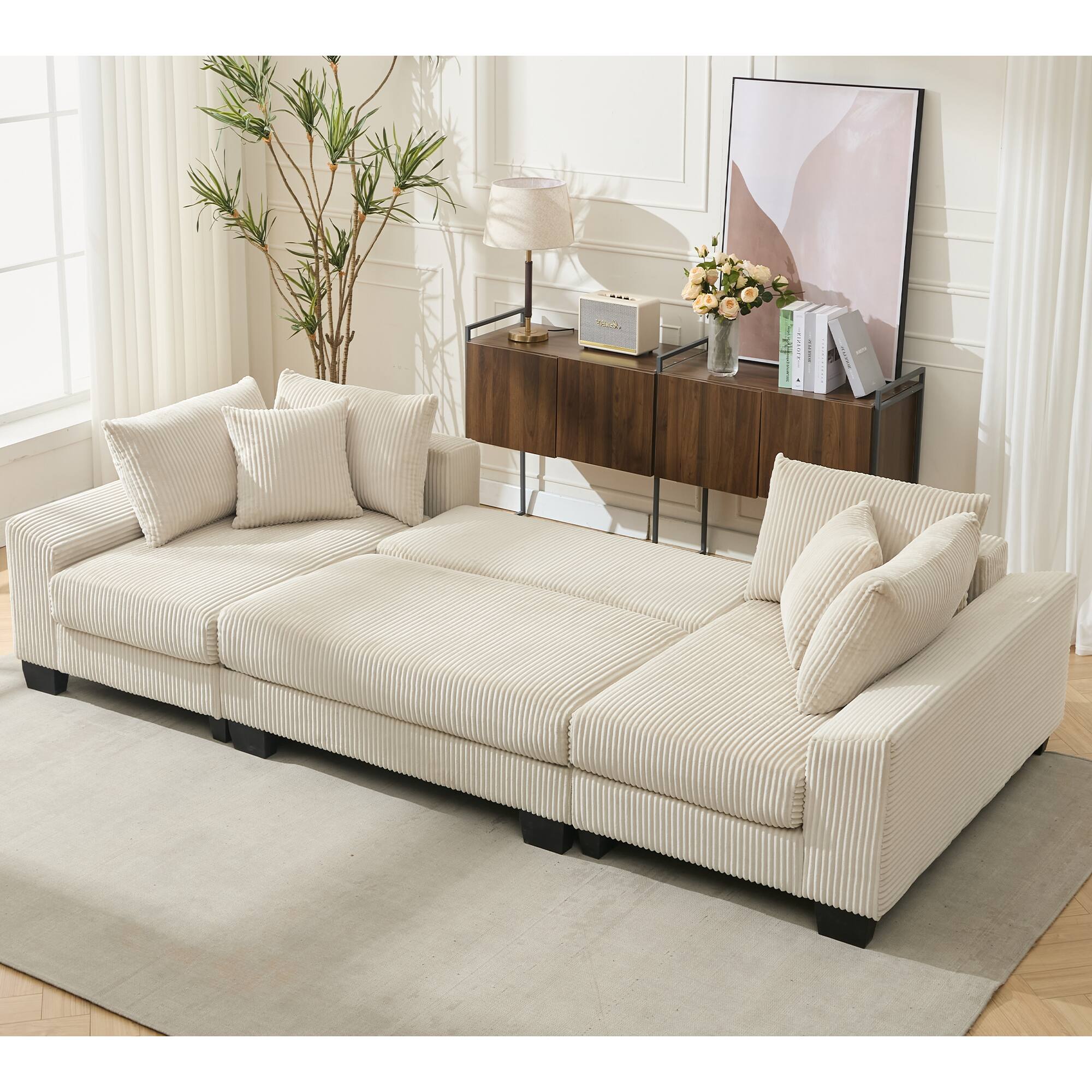 Roomtec NEW ARRIVED VIDEO PROVIDED 114 inch Sleeper SofaU Shaped Sofa ...