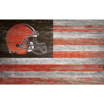 Front. Fan Creations - Cleveland Browns 11'' x 19'' Distressed Flag Sign - Multicolor.