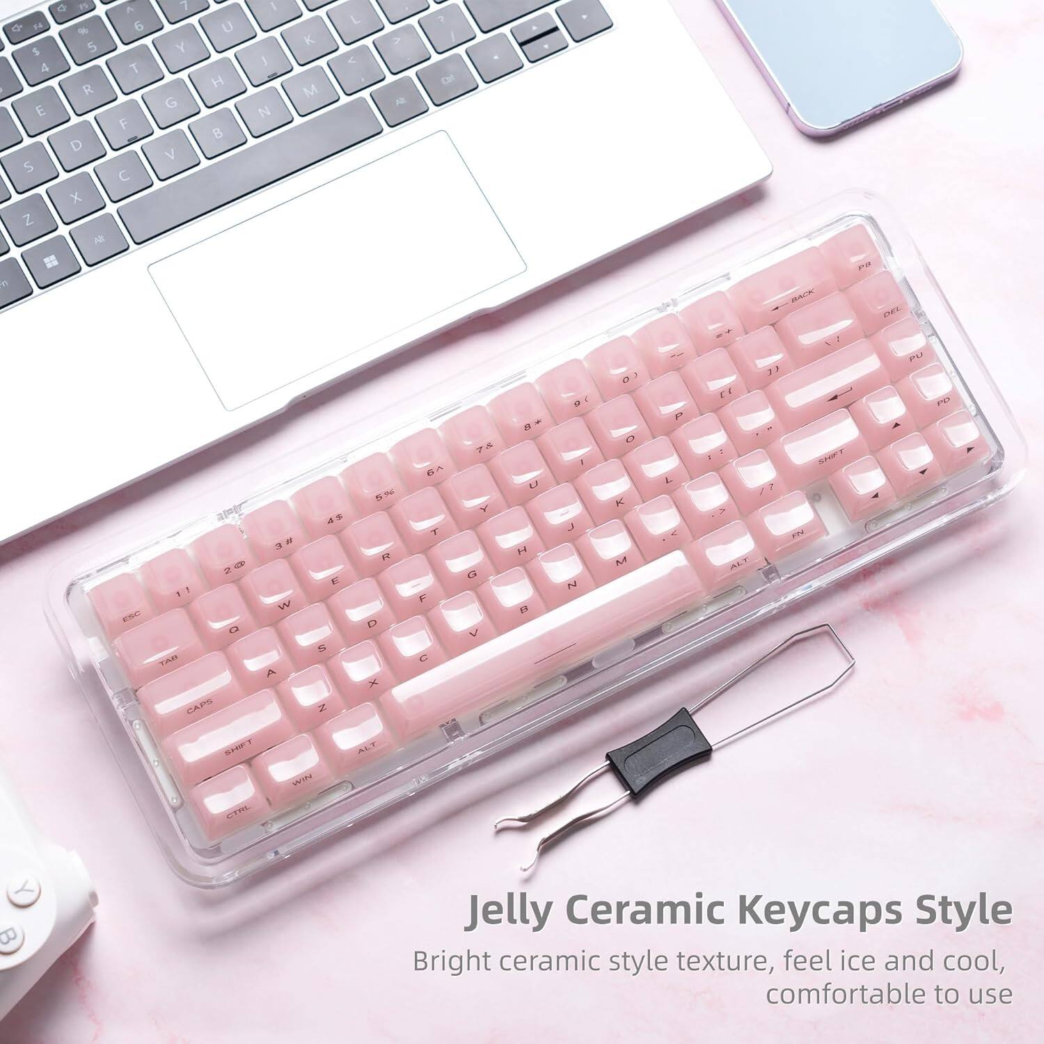 Jelly Ceramic Keycaps Style  
Bright ceramic style texture, feel ice and cool, comfortable to use