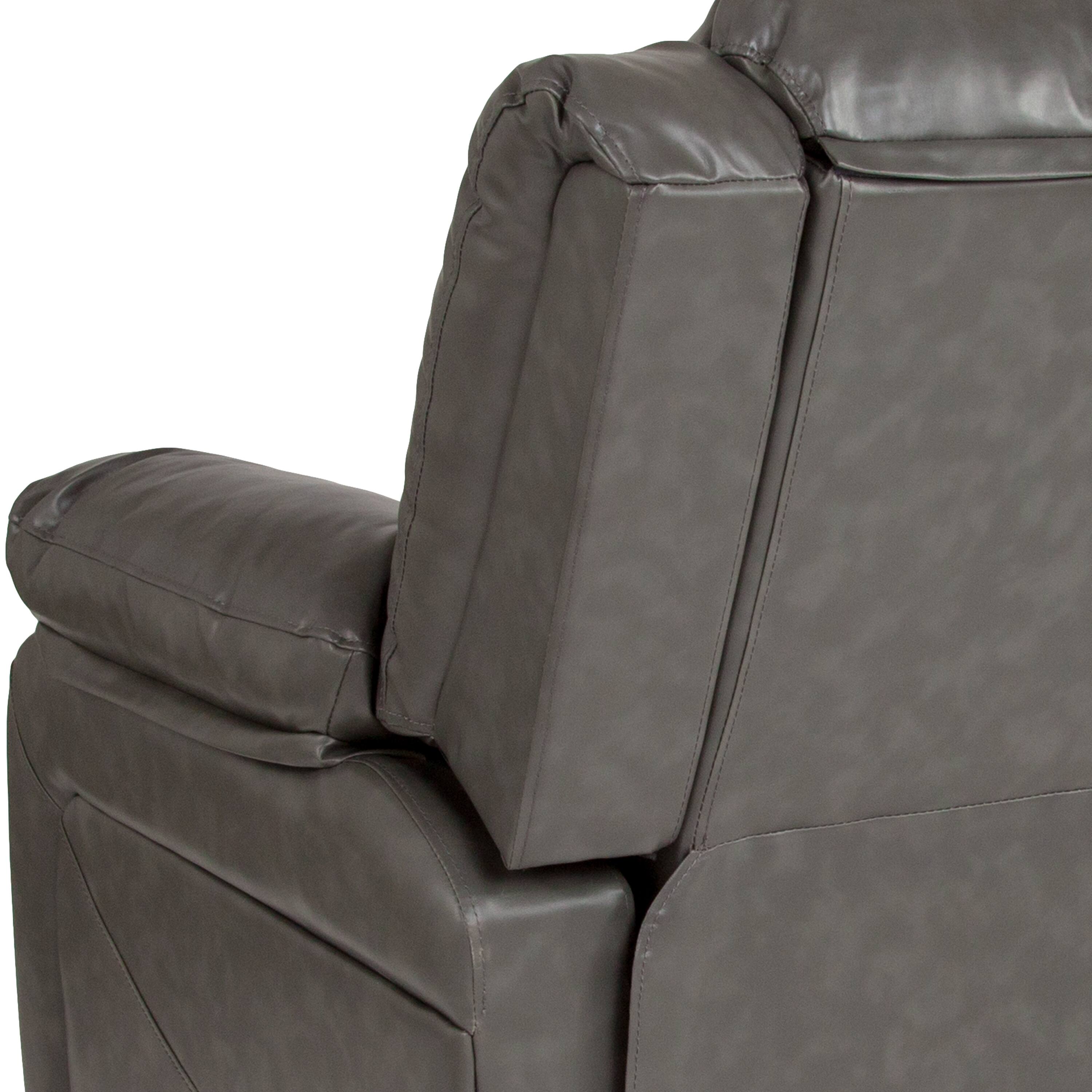 Alt View 9. Emma + Oliver - Recliner with Bustle Back and Padded Arms - Gray LeatherSoft.
